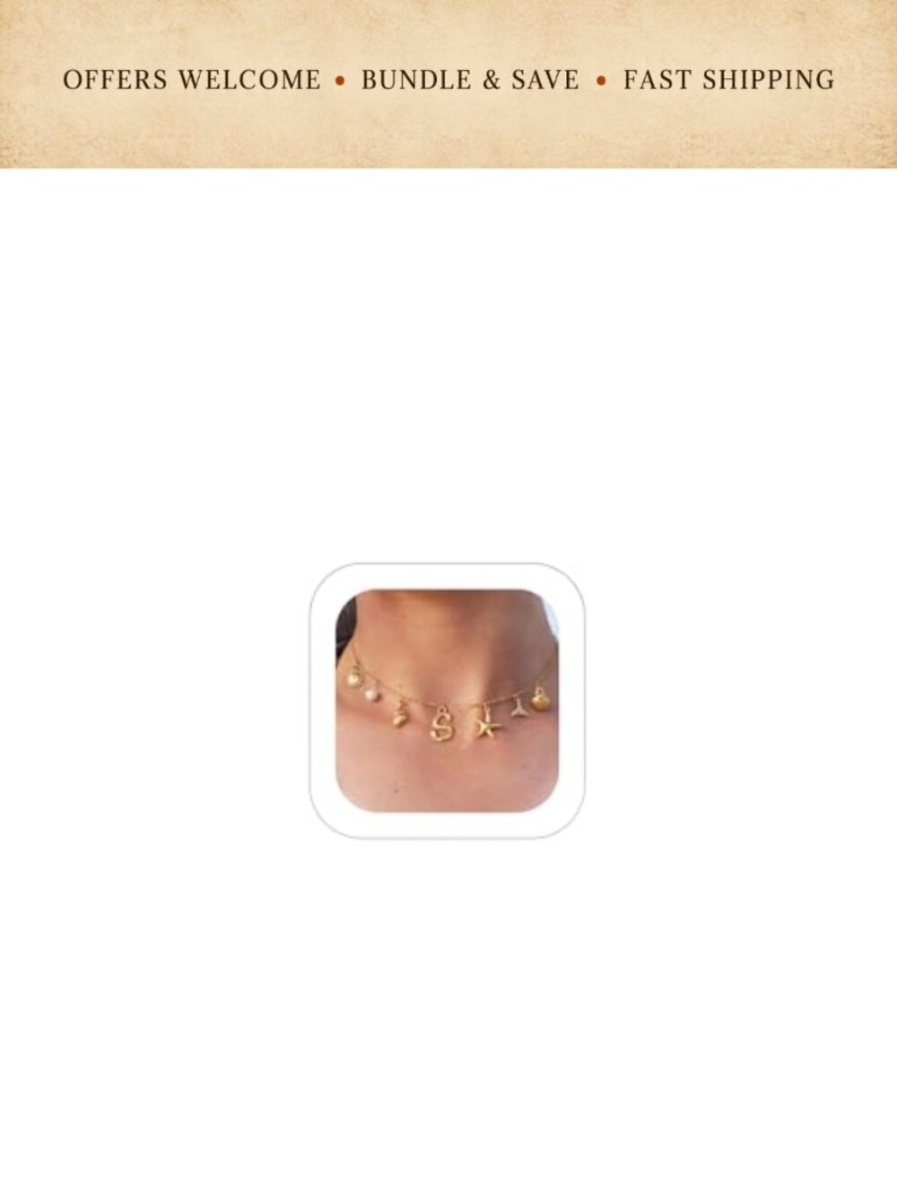 Gold Charm Choker Necklace Initial Boho Shell Starfish Pendant A-Z